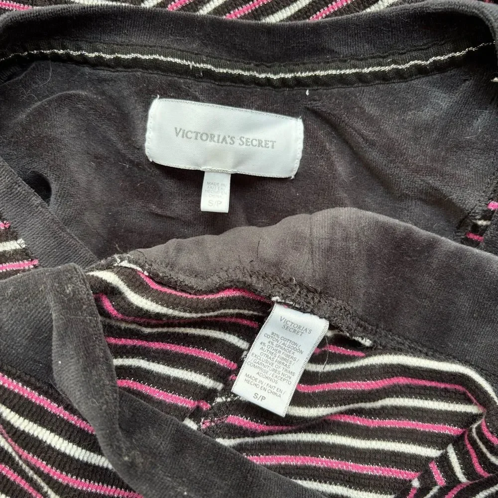 Victoria's Secret Pajamas Small Black Pink White Stripe